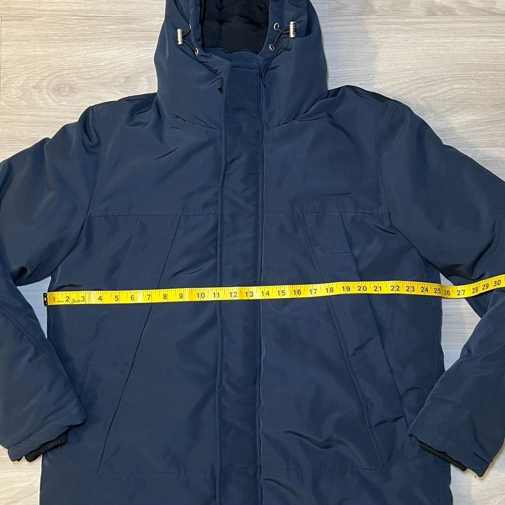 Primark Men's Navy Blue Hooded Parka Jacket Medium Shower Resistant Thermal - Picture 6 of 16